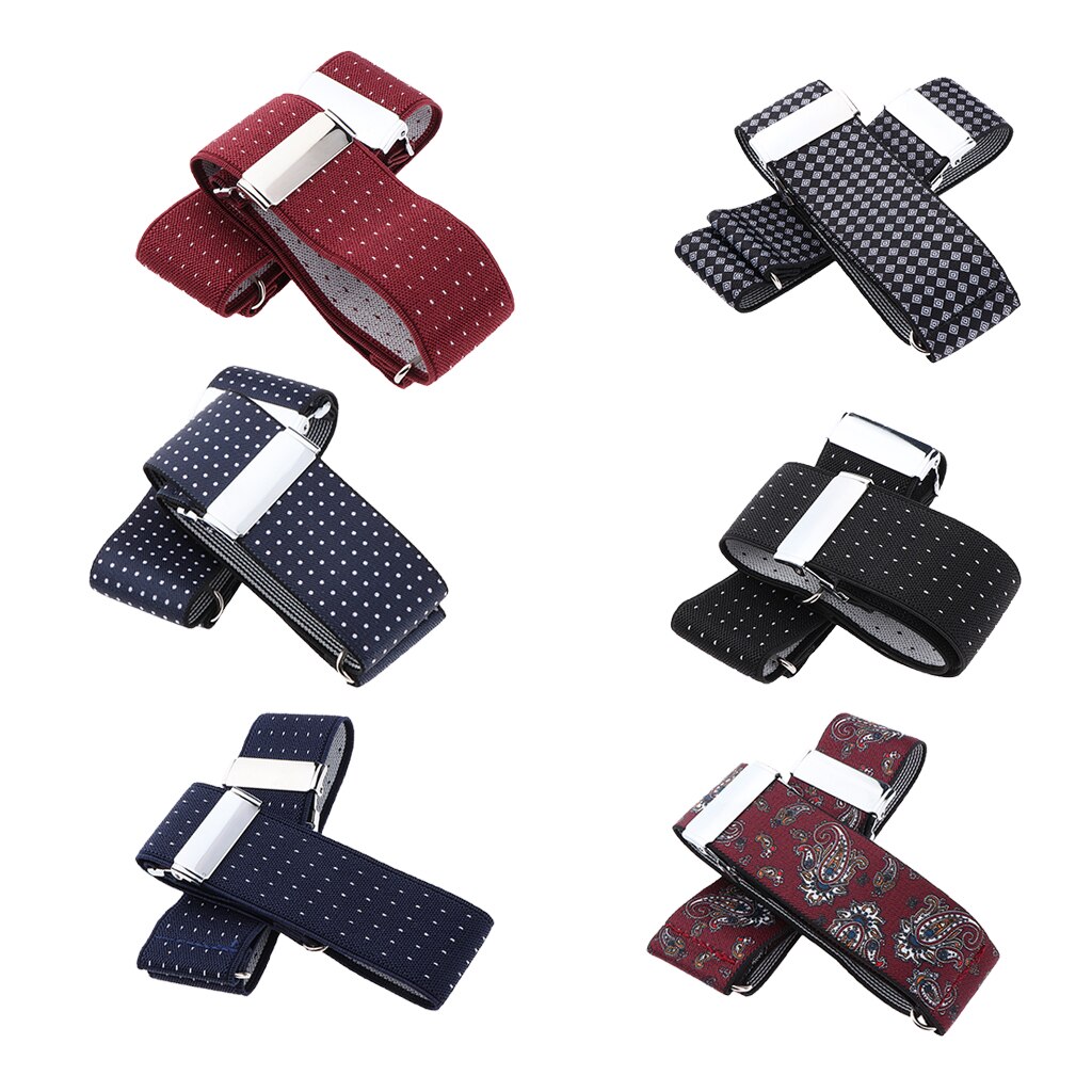 Hommes anti-dérapant Jacquard chemise porte-manches extensible jarretière élastiques brassards