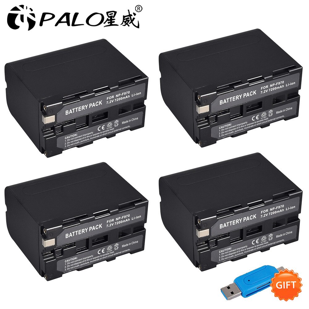 PALO NP-F970 NP-F960 Camera Battery - 7200mAh 7.2V Standard Battery - Dual USB Charger Included