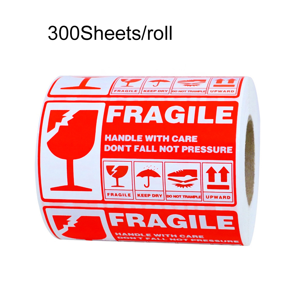 300sheets/roll Warning Practical Moving Adhesive Goods Decoration Notice Express Handle With Care Label Fragile Sticker