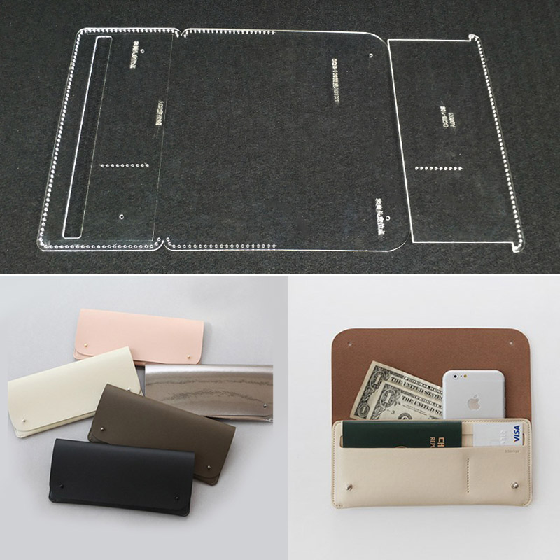 Acrylic Stencil1 Set DIY Long Wallet Template Leather Craft Sewing Pattern Accessories