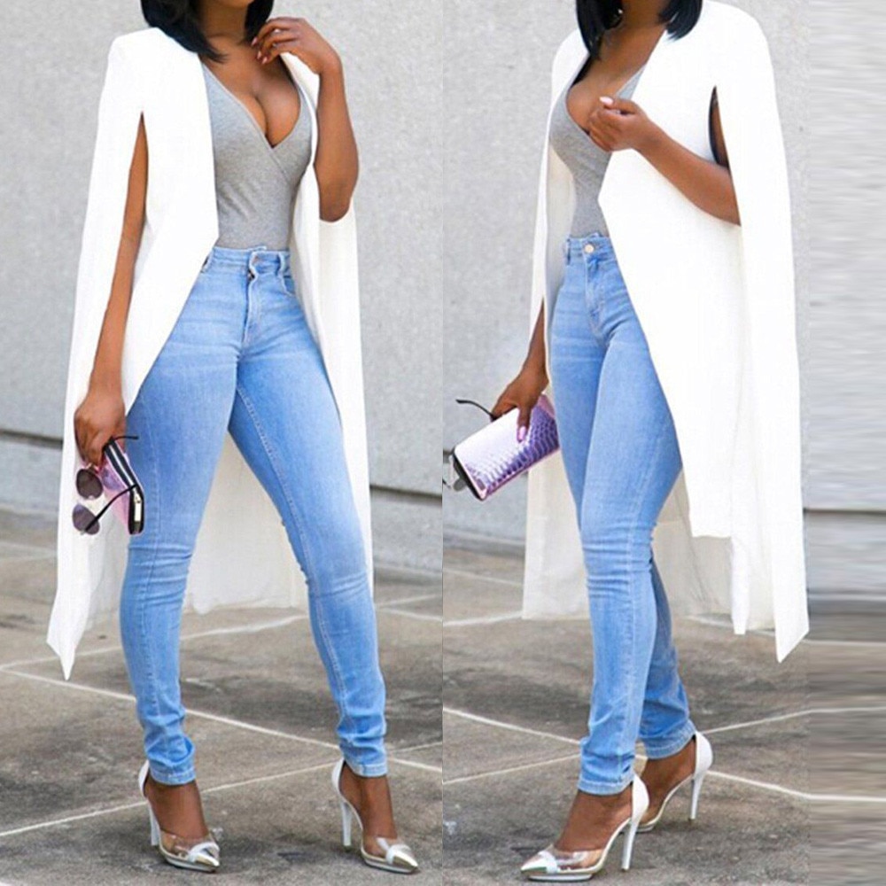 Dames Blazers et vestes solide ample longue Cape Blazer manteau Cape Cardigan veste Trench vêtements d'extérieur blazer longo feminino #13.99