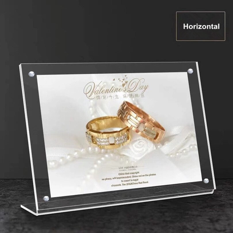 A4 Magnetic Acrylic Sign Holder Display Stand - 8.5 X 11 Inches Ad Frames Table Plastic Brochure Menu Holder: l Clear Horizontal