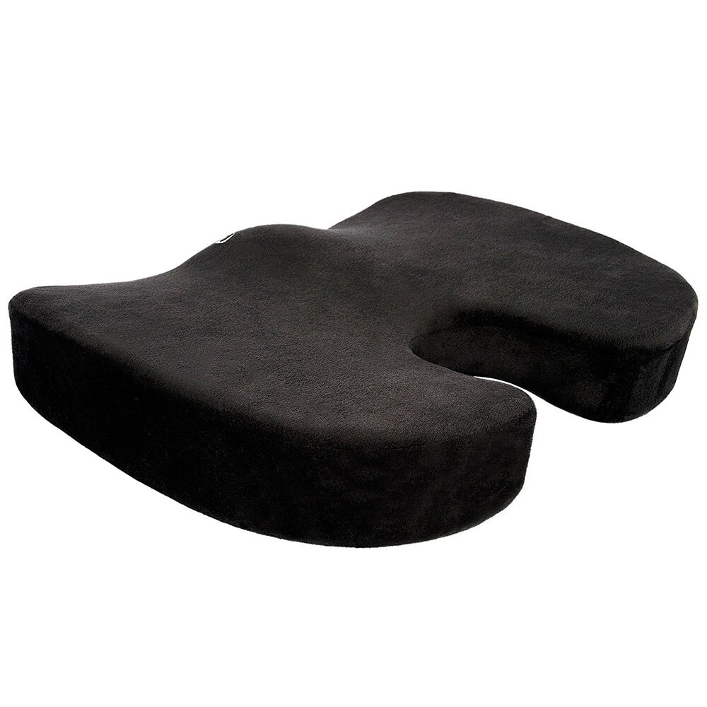 Memory Foam Zitkussen Orthopedisch Kussen Stuitbeen Ondersteuning Taille Terug Kussen Autostoel Hip Massage Pad Sets Fit Voor Auto: Black
