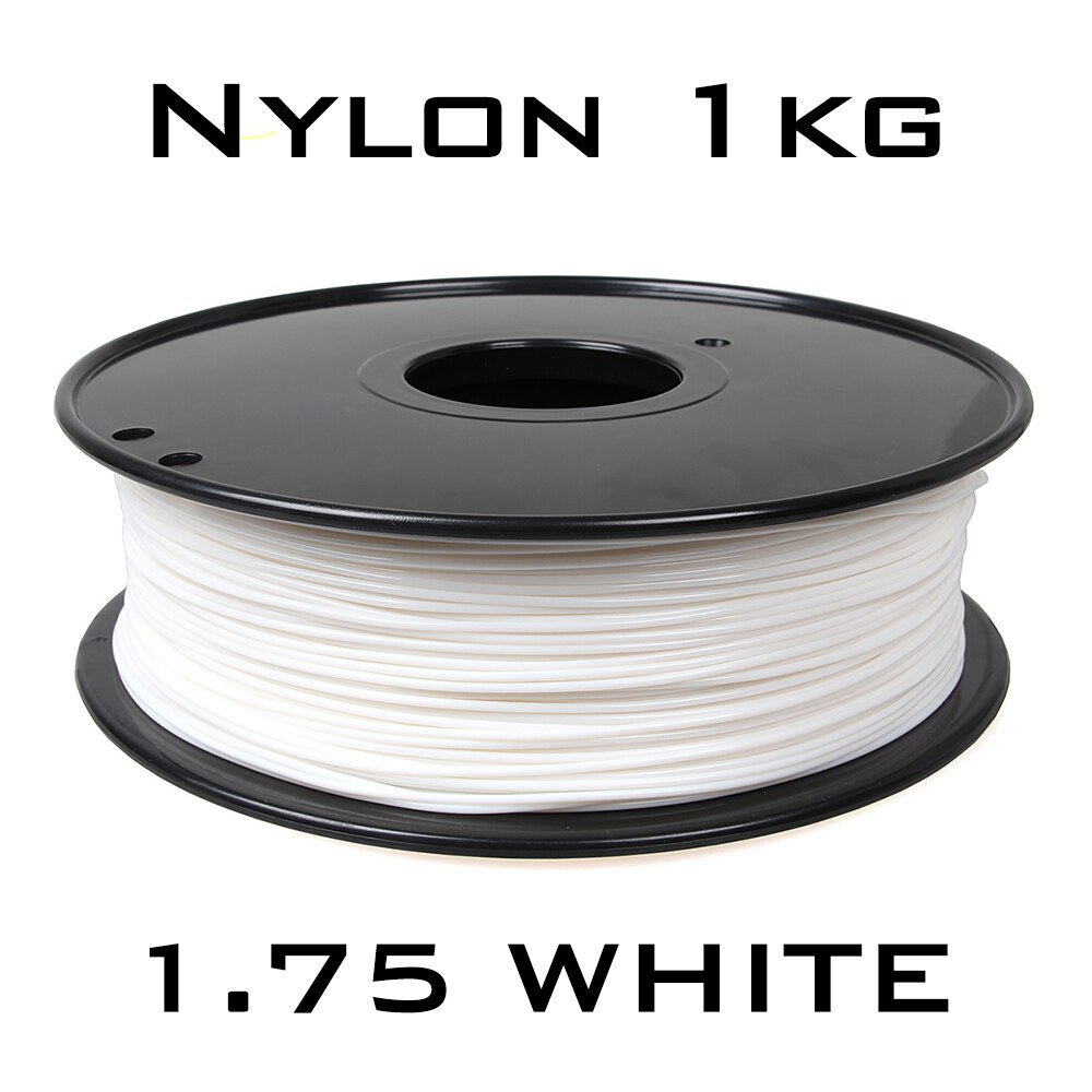 LERDGE 3D Drucker Filament Nylon 1,75mm 1KG Spule Zähigkeit Material transparent Einfarbig Weiß Pa Liefert Schwarz Verbrauchs: Nylon weiß