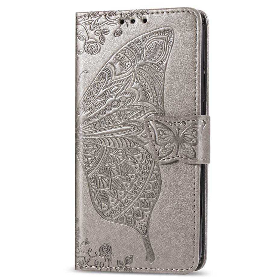 Flip Case For OPPO A15 Case 3D Butterfly Luxury Wallet Cover PU Leather Phone Case For OPPO A15 Case: Gray