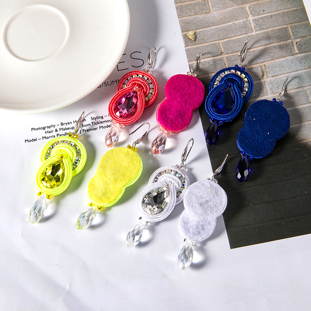 KPACTA Ethnic Feature Style Earrings Jewelry For Women Soutache Handmade Weaving Big Hanging Earring Party