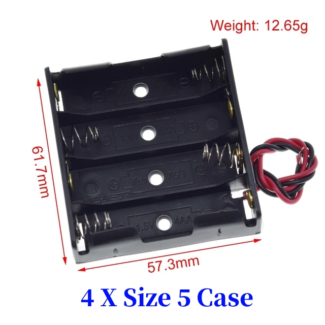 Caja de soporte de batería AA/18650 de tamaño estándar de plástico negro con cable de plomo 3,7 V/1,5 V Clip: Multicolor