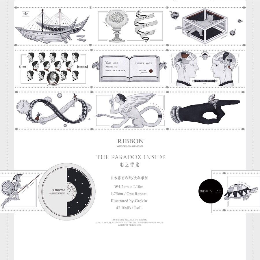 Dudu Washi Tape Sample Loop Lint Complete Set Stille Fuga/Slapen Portret/Paradox Hart/Model World Jongen meisje: Paradox of Mind 75cm