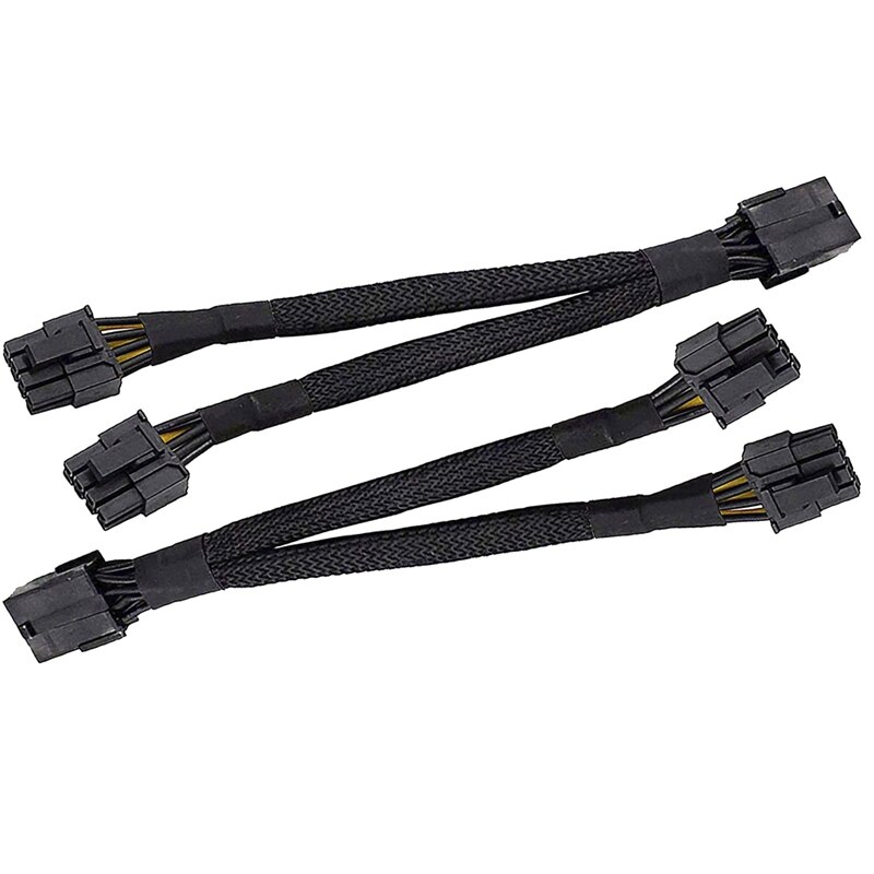 Gpu pcie 8- pins hun til dobbel 2x 8- pins  (6+2)  hann pci express strømadapter flettet y-splitter forlengelseskabel ,20cm