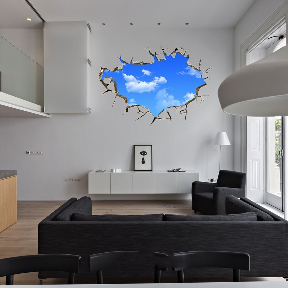 Creatieve Blauwe Hemel 3D Stereo Plafond Woonkamer Slaapkamer Muur Sticker