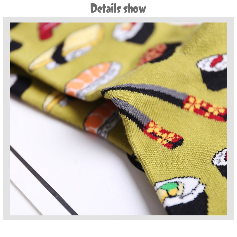 5 Paires/pack Happy Socks D'avocat Sushi Omelette Burger Pomme Nourriture Drôle Coton Chaussettes Femmes Chaussette Longue Hiver Femme