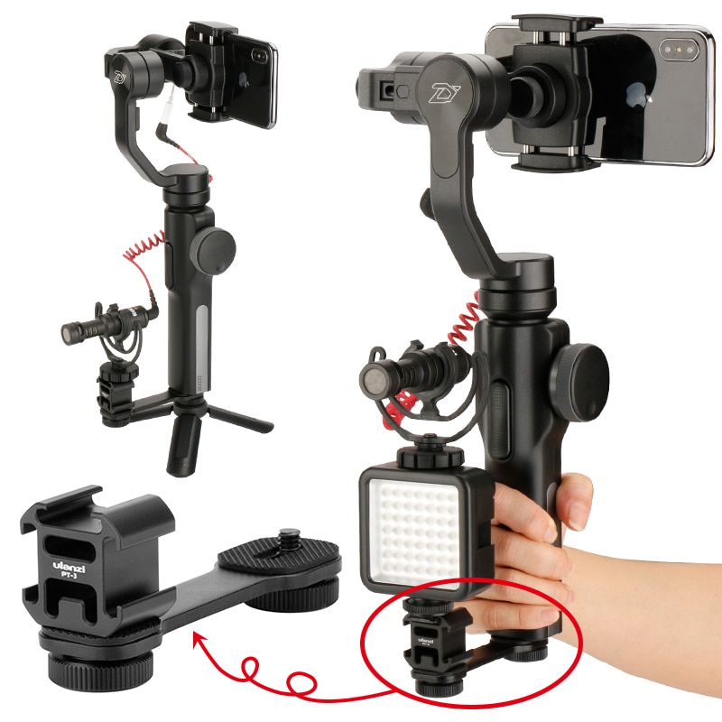 Ulanzi PT-3 Triple Heißer Schuh Mount Adapter Mikrofon Verlängerung Bar für Zhiyun Glatte 4 DJI Osmo Tasche Gimbal Zubehör