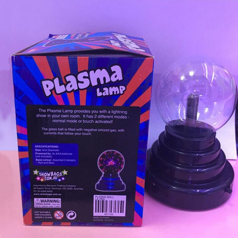 Boule de Plasma en verre Base noire sphère de foudre lumière de lampe de fête pour la décoration de fête USB