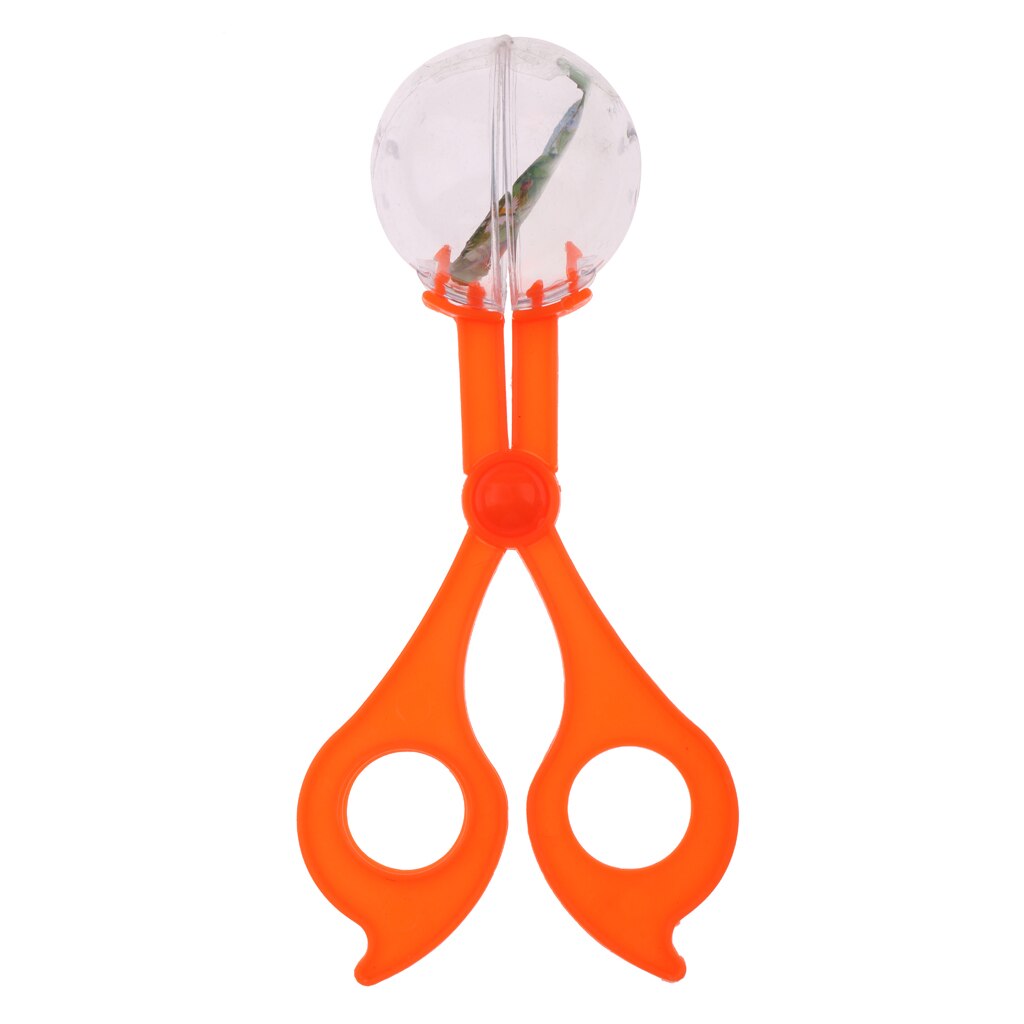 Terrario para reptiles de plástico de 14,5 cm, herramienta de limpieza transparente para residuos de peceras, heces, escarabajos, lagartijas e insectos, abrazadera, tijeras