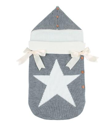 Sobres de punto de oso de dibujos animados para recién nacidos, sacos de dormir de otoño gris abotonada bebé infantil, saco de dormir, manta de primavera: 82W430 Gray