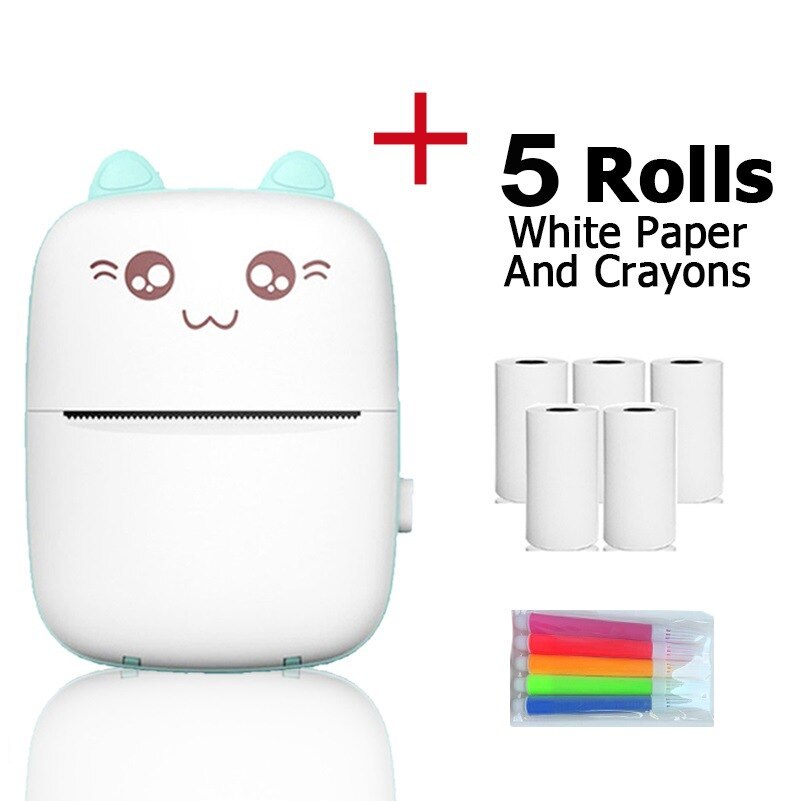 Draagbare Thermische Printer Draadloze Mini Kat Print Foto Pocket Thermische Label Printer 58Mm Printing Bluetooth Android Ios Printers: Package 1