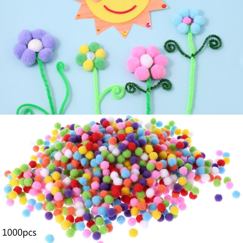 1000Pcs Soft Round Fluffy Craft pompon Ball colore misto Pom Poms 10mm DIY Craft GXMB