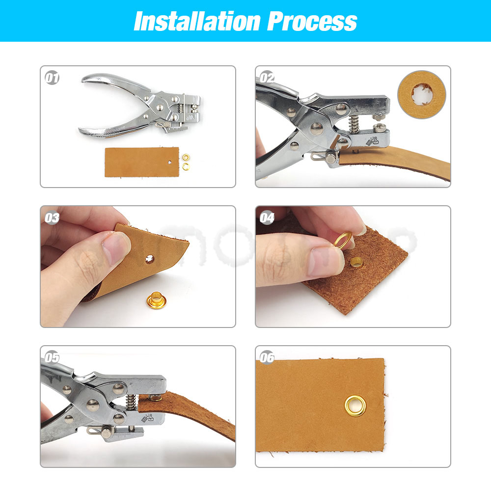 5mm Multi-Color Metal Eyelets Grommets Kit with Installation Tools Punch Pliers Kit For Leathercraft Shoes Belts Bags Clothes