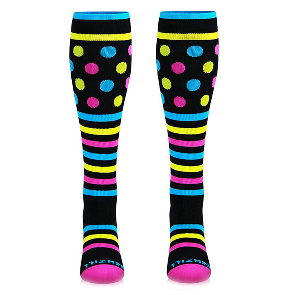 Sportssokker unisex benstøtte tøye ut nylon sokker ytelse sport løpesokker: Grønn / L / xl