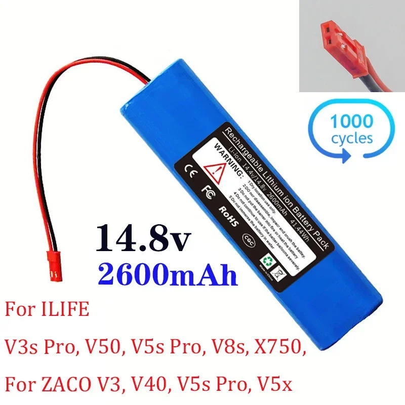 14,8 v 2600mah 3200mah 3500mah Lithium batterie für ilife v3s Profi, v50, v55, v5s Profi, v8s, x750 Roboter-Staubsauger batterie: Weiß