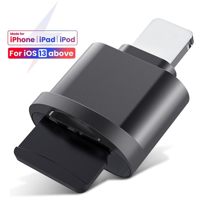 For iPhone Card Reader Micro SD TF Card Reader Adapter for iOS 13 Above System External OTG Memory Card Reader For iPhone 12 11