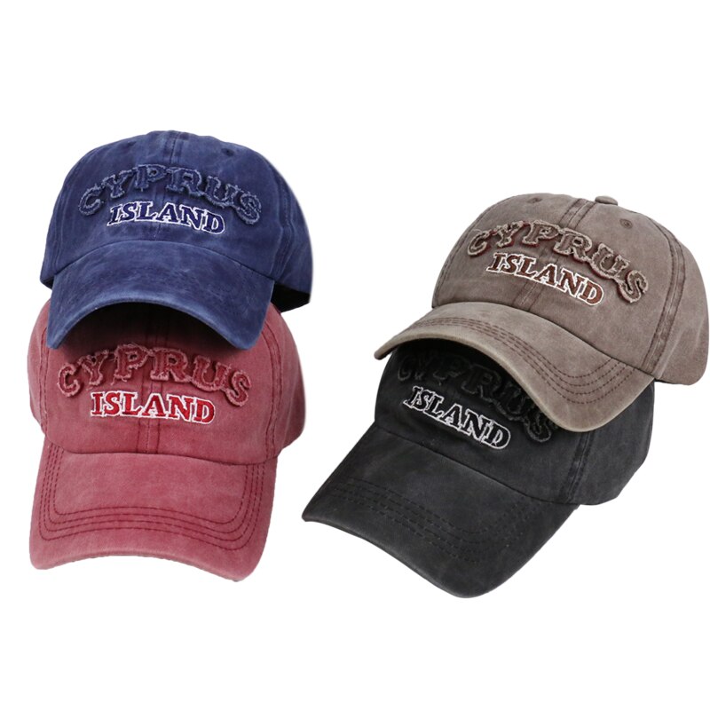 Revemor utendørs unisex sport bein gorras kypros øy bokstav pappa hattemaker vasket denim baseball caps til menn kvinner casquette