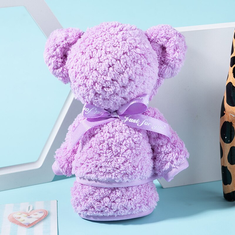 Cute Bunny Rabbit Shape Towel Super Absorbent Baby Bath Towel Thick Soft Bathroom Towels Comfortable Doll Bath Towels: Purple / rabbit