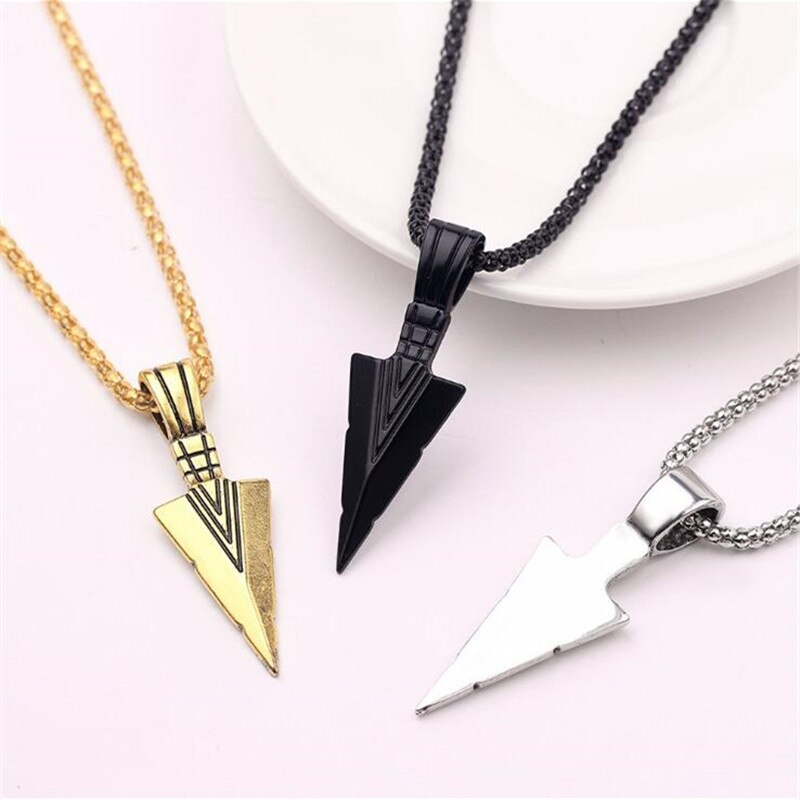 Mannen Matte Zwarte Lange Ketting Met Pijl Hanger Sieraden Ketting Hip Hop Punk Rock Kerstmis Halloween Voor mannen Wome