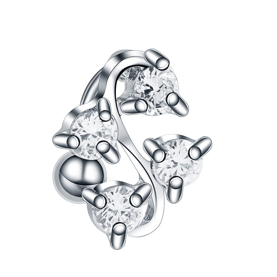 1 PC Silver Crystal Surgical Steel Navel Piercing Heart Zircon Belly Button Rings Women Belly Button Piercing Ombligo Pircing