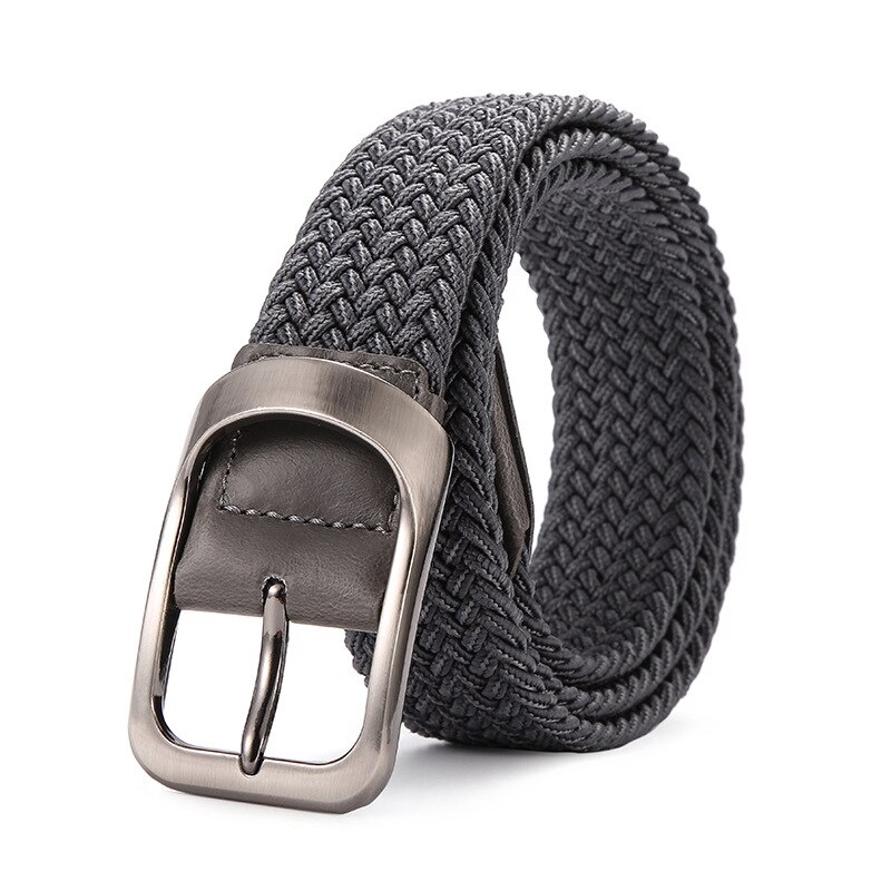 105*3.3cm unisex flettet herrebelte herrebelte uformelt jeans elastisk linning ceinture homme  a201: Mørkegrå