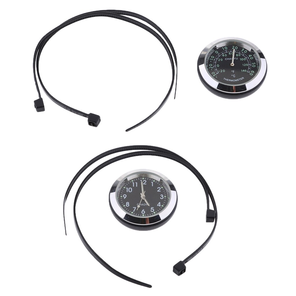 Motorcycle Bike Dial Clock Watch + Thermometer Temperature Gauges