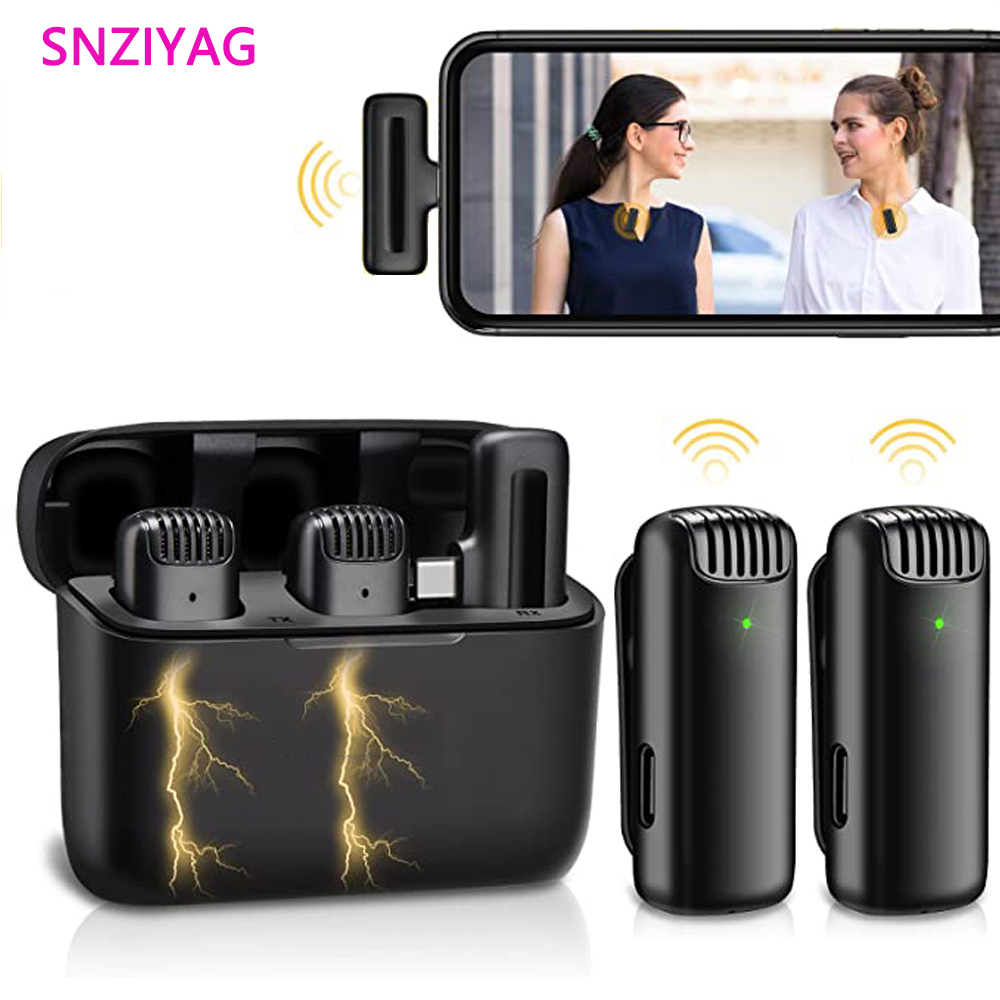 Draadloze lavaliermicrofoon Oplaadbehuizing Microfoon Draagbare audio-video-opname voor iPhone Android Camera Notebook Live Gaming Mic