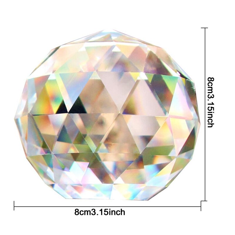 Clear Cut Crystal Suncatcher Ball Prisms Glass Sphere Faceted Gazing Ball Crystals for Window Sun Catchers 80mm / 3.15In