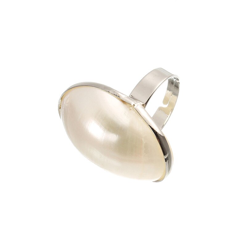 XINYAO Big White Mother Pearl Shell Rings For Women & Ladies Adjustable Open Wedding Finger Rings F2058