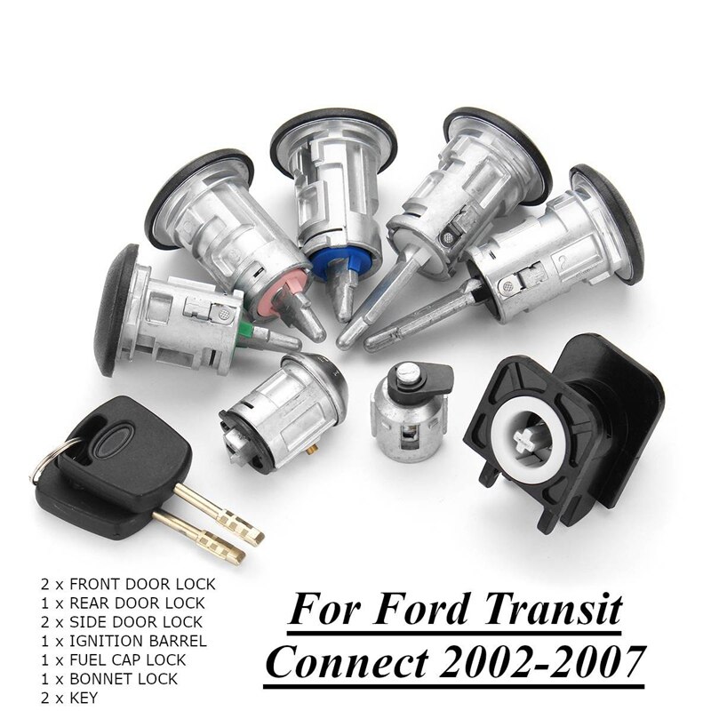 Set 4425134 8 autosloten met cilindersloten en sleutels voor ford transit connect 2002-2007