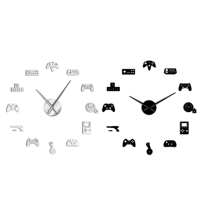 Newest Game Controller Video Diy Giant Wall Clock Game Joysticks Stickers Gamer Wall Art Video Gaming Signs Boy Bedroom Game Roo