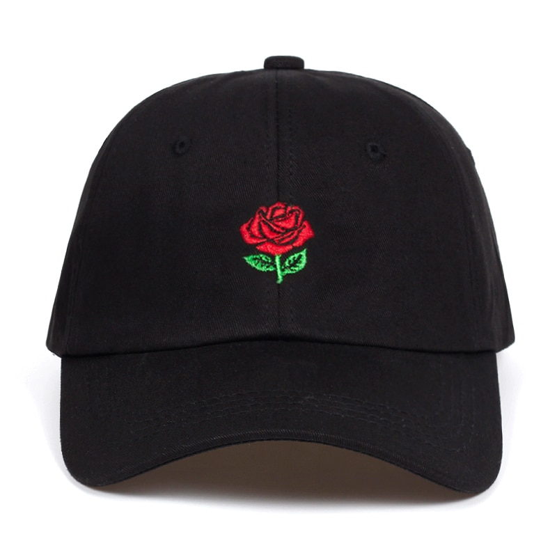100%  bomulds rose broderi far hat sort snapback far cap hatte kvinder hatte mænd kvinder hip hop snapback golf cap hatte