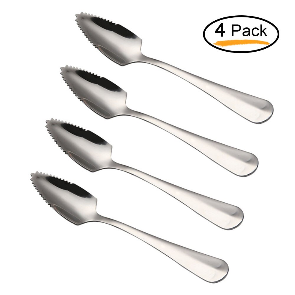 4pc grapefruktskedar tjockt rostfritt stål kaffe omrörning dessert tesked räfflade kant frukt och grönsaker köksredskap: Default Title
