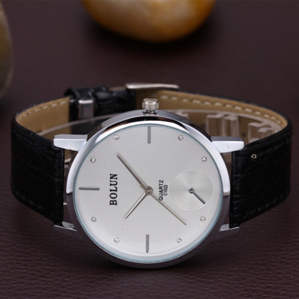 Reloj de pulsera de cuarzo con correa de cuero para hombre y mujer, cronógrafo informal con correa de acero inoxidable, Simple Unisex, de San Valentín,