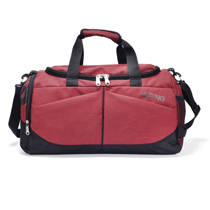 Bolsa de viagem dos homens quentes grande capacidade mulheres bagagem esporte duffle sacos masculino lona grande viagem dobrável bolsa ombro 632: Borgonha