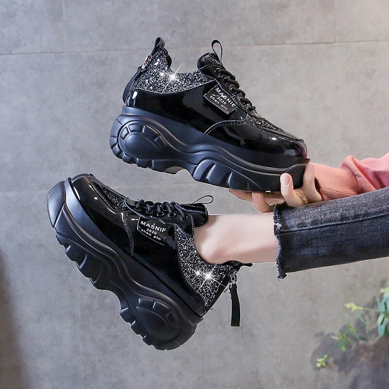 Fujin 7cm zapatillas De plataforma zapatillas gruesas cuñas zapatos para Mujer Bling blanco zapatos De Mujer Primavera/otoño sapato De Mujer