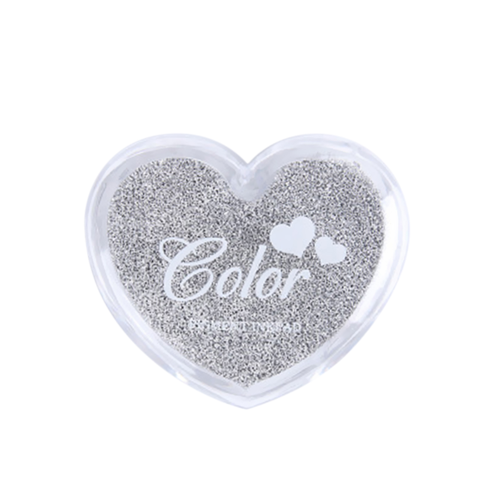 Stationary Set Craft Finger Ink Pad Candy Colors Heart-Shaped Fingerprint Inkpad for DIY Scrapbooking Rubber Card Making: Silver