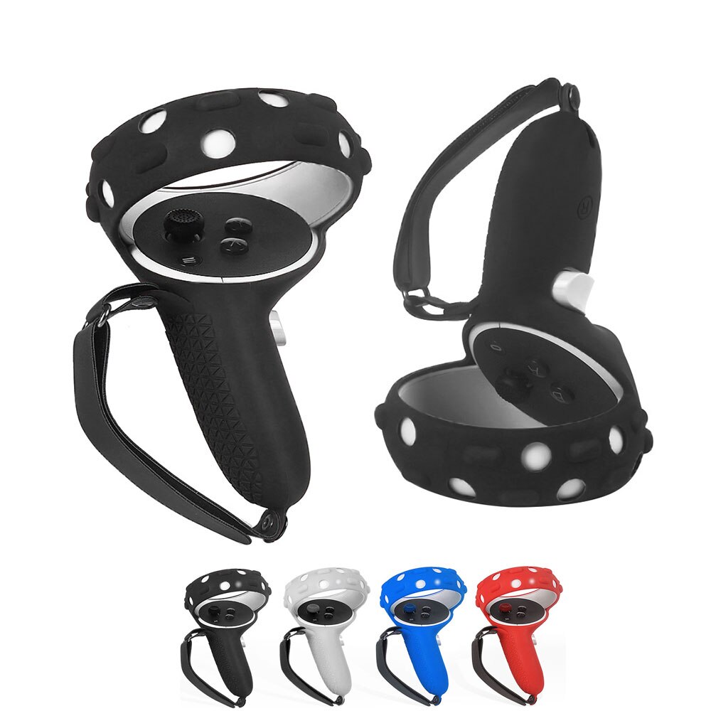 Touch Controller Grip Cover per Oculus Quest 2 Cover in Silicone impugnatura anti-lancio custodia protettiva con cinturino regolabile