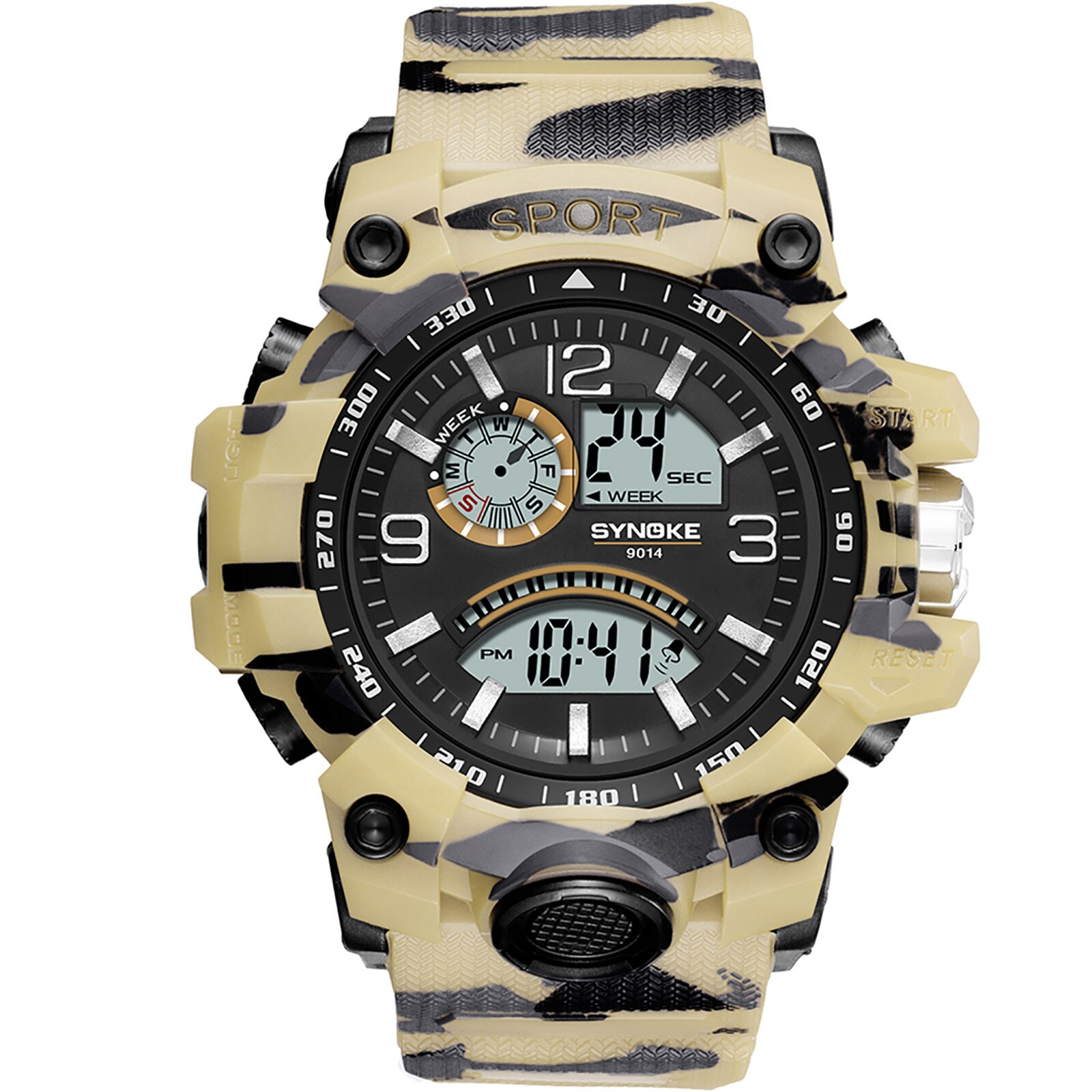 Mannen Elektronische Sport Horloge Multifunctionele Outdoor Sport Horloge Met Groot Scherm Sport Horloges: E