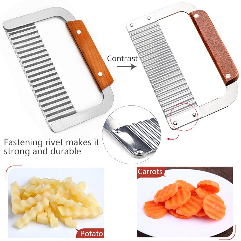 Konco Crinkle Cutters Rvs Wave Aardappel Cutter Crinkle Snijgereedschap Franse Fry Slice Groente Cutter