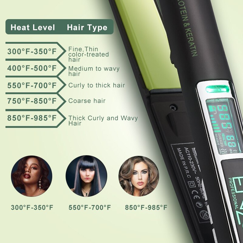 ENZO Hair Straightener Fast Heating Ceramic Flat iron 2 in 1 Hair Straightener Curler Curling Salon Styling Tools