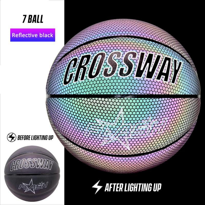 Nyeste bløde og slidstærke pu materiale indendørs udendørs reflekterende basketball bold nat udstyr cool basketball: 3