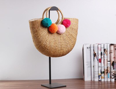 tassel Rattan Bag beach bag straw totes bag bucket summer bags with tassels women handbag braided: A1 / small