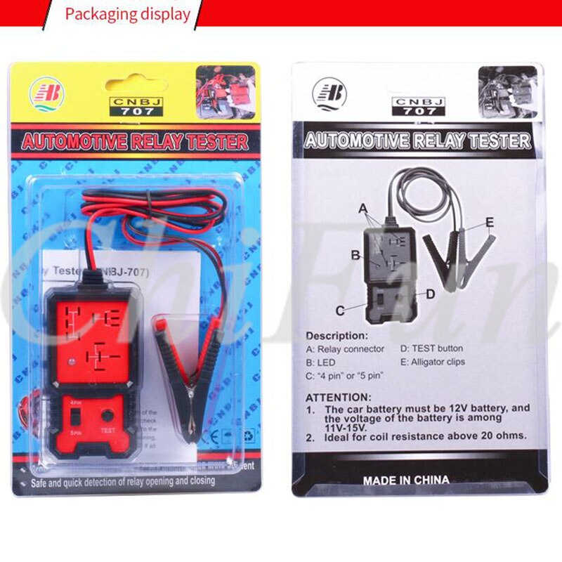 12V Electronic Automotive 4-Pin 5-Pin Relay Tester Universal For Cars Auto Battery Checker With test clip