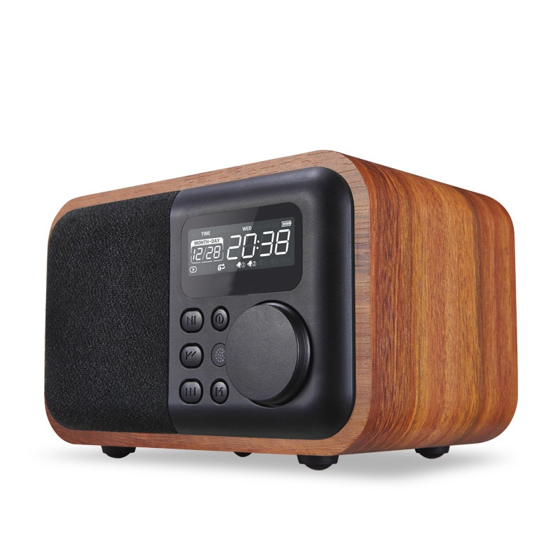 Kleine Audio Subwoofer Bluetooth Speaker Plug-In Radio Meubels Houten Multimedia Mini Wekker
